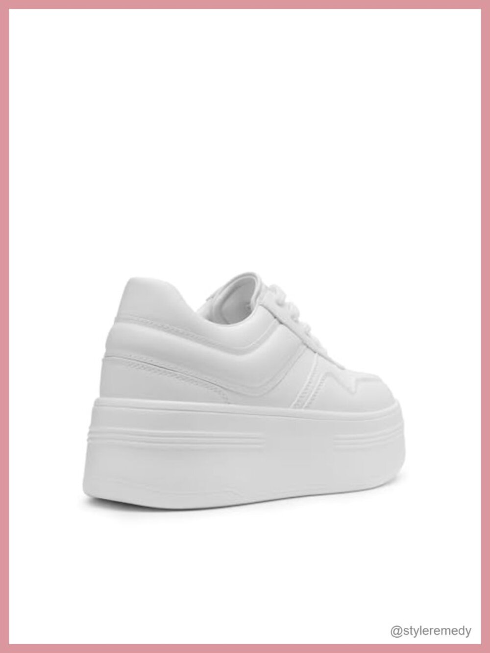 Platform Sneakers Faux Leather Chunky Casual Lace-Up - Picture 4 of 6